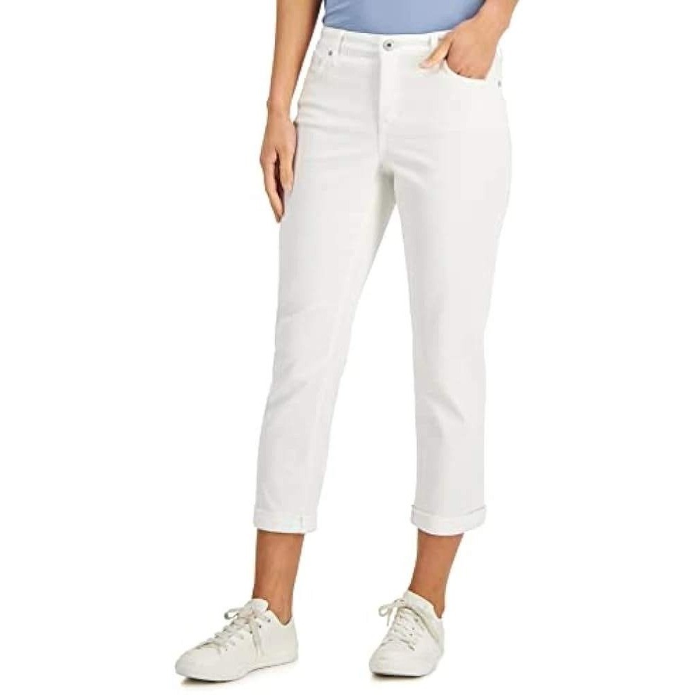 NWT Style & Co Denim Capri Pants Bright White Mid Rise Tummy‎ Control Size 16